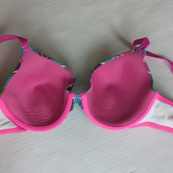 Victoria's Secret Underwire Lined Perfect Coverage Plaid Bra 36C Pink Green - Picture 15 of 16